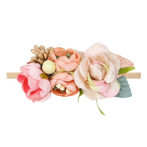Peral-diademas de flores para bebé, paquete hecho a mano, banda elástica de nailon para el cabello, diadema para bebé, tocado, accesorios para el cabello para recién nacido