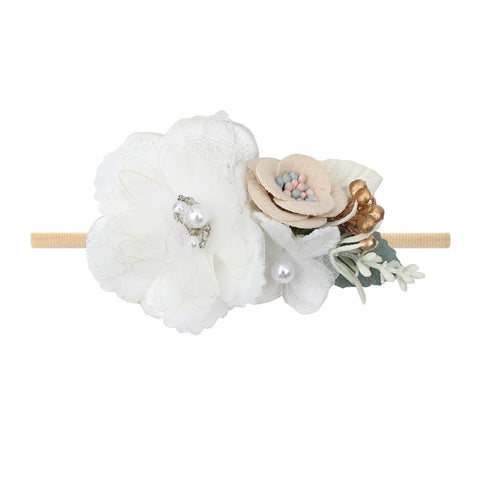 Peral bébé bandeaux fleur pour filles à la main Bundle Nylon élastique bandeau bébé bandeau coiffure nouveau-né cheveux accessoires