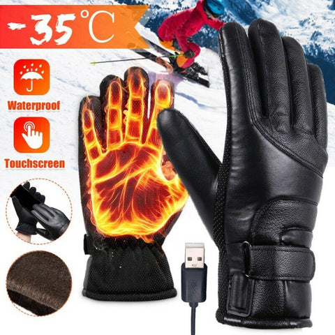 Guantes Térmicos eléctricos de invierno a prueba de viento para ciclismo, guantes cálidos con calefacción para pantalla táctil, guantes de esquí con alimentación USB para hombres y mujeres