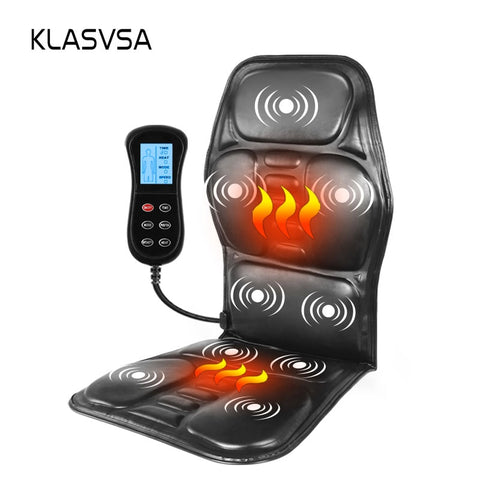 Klasvsa 電気ポータブル加熱振動バックマッサージチェアクッション車ホームオフィス腰椎ネックマットレス鎮痛
