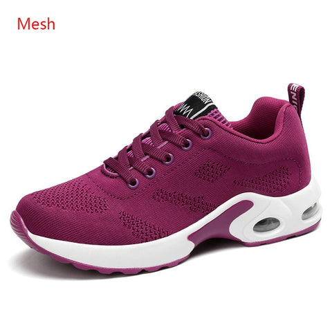 Fashion Women Sneakers Running Shoes Outdoor Sports Shoes Breathable Mesh Comfort Jogging Mesh Shoes Air Cushion Lace Up Ladies