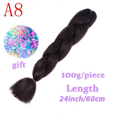 LISIHAIR 24 Inch Braiding Hair Extensions Jumbo Braids Synthetic Hair Style 100g/Pc Pure Blonde Pink Green Support Wholesale