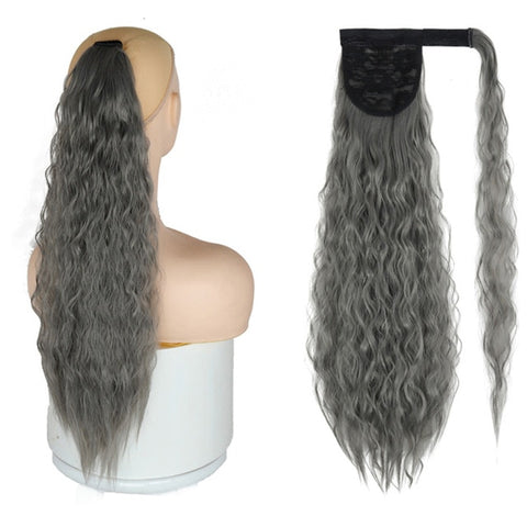 MERISIHAIR-Extensión de cabello con cola de caballo, pelo largo y liso, con Clip, resistente al calor, sintético, cola de caballo