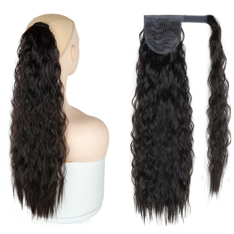 MERISIHAIR-Extensión de cabello con cola de caballo, pelo largo y liso, con Clip, resistente al calor, sintético, cola de caballo