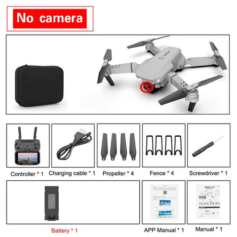 SHAREFUNBAY E88 pro drone 4k HD double caméra positionnement visuel 1080P WiFi fpv drone préservation de la hauteur rc quadrirotor