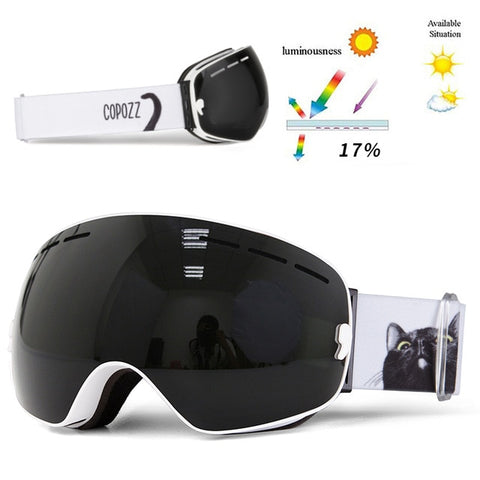 Marca COPOZZ, gafas de esquí de doble capa UV400, máscara de esquí grande antiniebla, gafas de esquí, nieve, hombres y mujeres, gafas de snowboard GOG-201 Pro