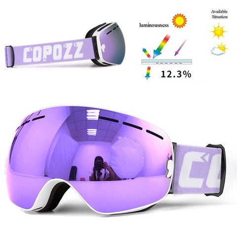 Marca COPOZZ, gafas de esquí de doble capa UV400, máscara de esquí grande antiniebla, gafas de esquí, nieve, hombres y mujeres, gafas de snowboard GOG-201 Pro