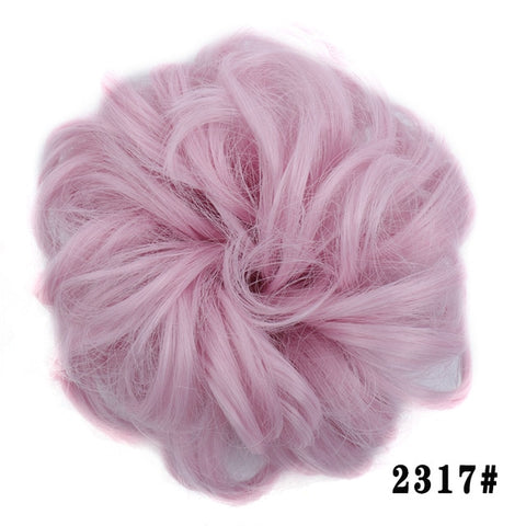 LUPU moño sintético desordenado Scrunchie banda elástica moño de pelo recto Updo postizo de fibra de alta temperatura pelo falso Natural