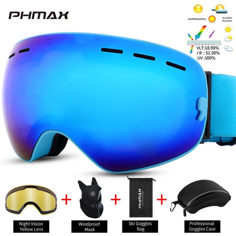 Gafas de esquí para mujer, lentes de doble capa UV400 antivaho