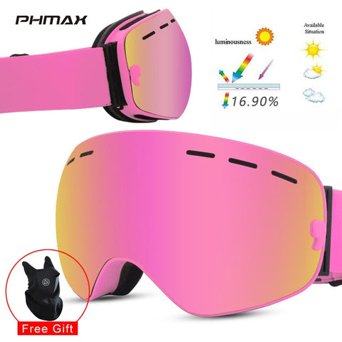 PHMAX Ski Goggles Men Anti-Fog Snowboard Glasses UV400 Double Layers Skiing Mask Goggles Women Winter Outdoor Snow Sunglasses