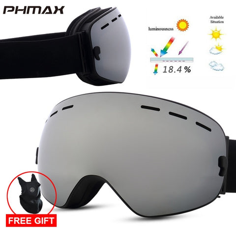 PHMAX Brand Ski Goggles Magnetic Winter Anti-Fog Double Layer Snowboard Goggles Men Women UV400 Protective Snow Ski Mask Glasses