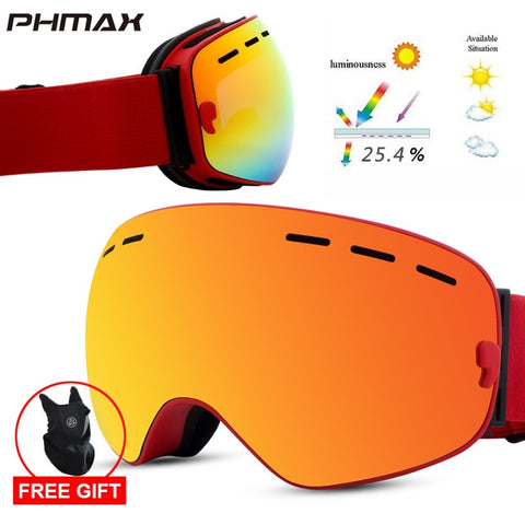 Marca PHMAX, gafas de esquí magnéticas de invierno antivaho, gafas de Snowboard de doble capa, gafas protectoras UV400 para nieve y esquí, gafas