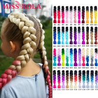 Miss Rola 100g 24 Inch Single Ombre Color Green Pink Wholesale Synthetic Hair Extension Twist Jumbo Braiding Kanekalon Hair