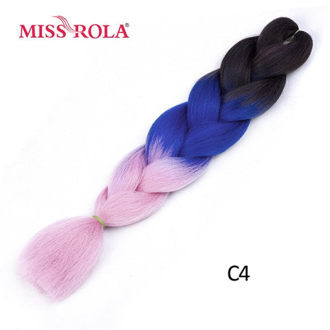 Miss Rola 100g 24 Inch Single Ombre Color Green Pink Wholesale Synthetic Hair Extension Twist Jumbo Braiding Kanekalon Hair