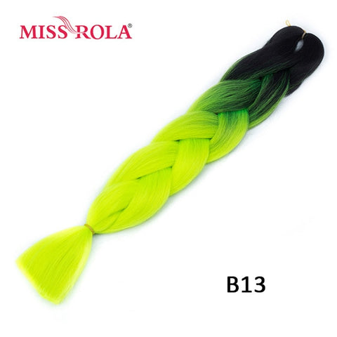 Miss Rola 100g 24 Inch Single Ombre Color Green Pink Wholesale Synthetic Hair Extension Twist Jumbo Braiding Kanekalon Hair