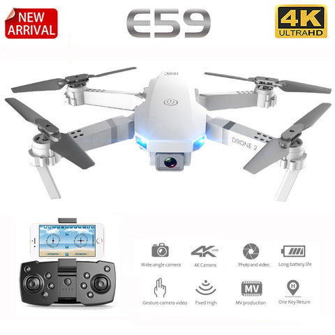 Drone E59 RC avec caméra HD 4K, hélicoptère professionnel de photographie aérienne, retournement à 360 degrés, WIFI, Transmission en temps réel, quadrirotor