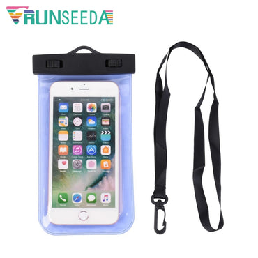 Runseeda Lanyard Swimming Bag Waterproof Mobile Phone Pouch Smartphone Sealed Pack Swimming Pool Beach On Sea Diving Storage Bag